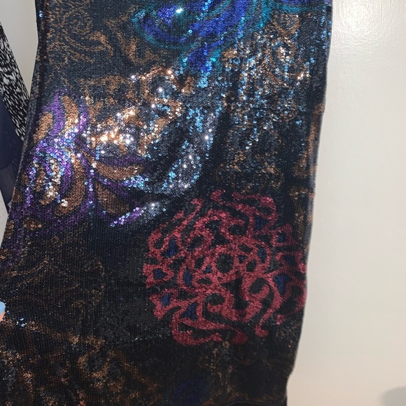 Hale Bob Sequin Floral Tank dress black w/ overlay - Picture 4 of 5